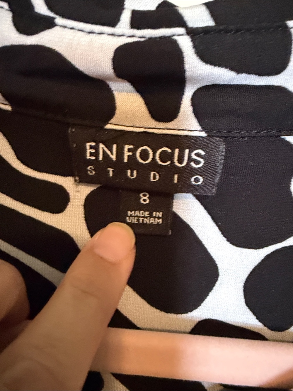 Enfocus Studio Black and White Printed Mini Shirt Dress - Picture 3 of 4